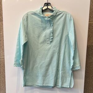 Rungolee Jacqueline Blouse in Green and White Stripe